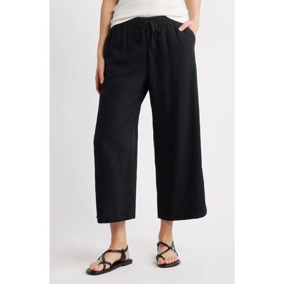 Caslon Pants - Caslon Women's Black Drawstring Wide Leg Linen Blend Pants Size XS